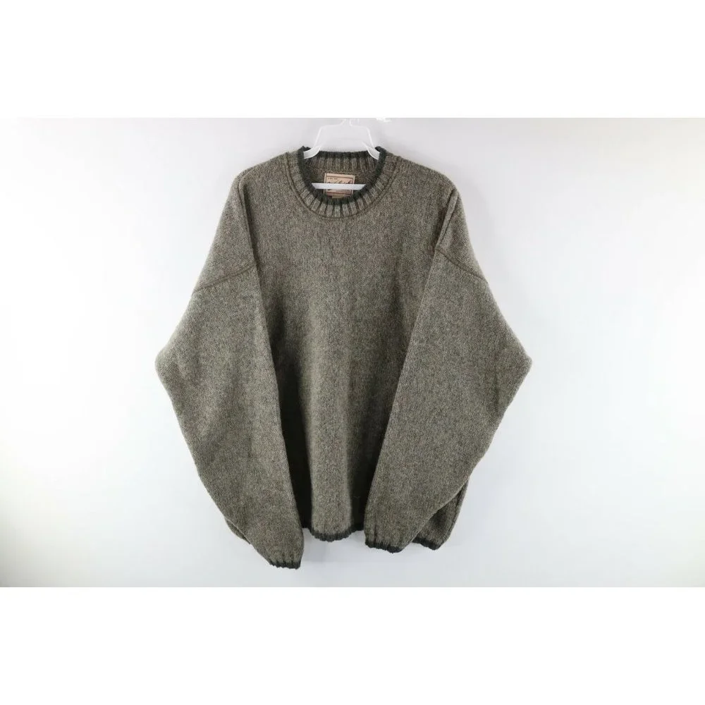 Vintage 90s Woolrich Mens Large Wool Knit Crewneck Dad Sweater Heather Green USA - Picture 1 of 8